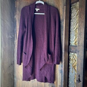 Plum colored midi cardigan with pockets!